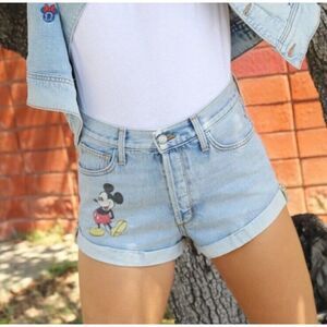 SIWY x Mickey Mouse Jean Shorts‎ Disney Women 28 Embroidered Button Fly